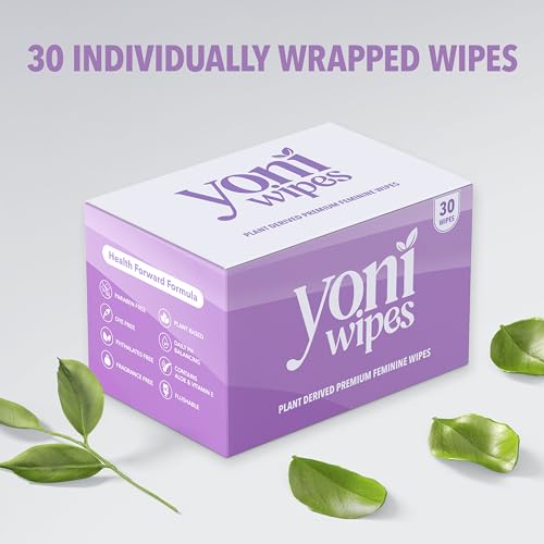 Yoni Wipes - 30 Count Biodegradable & Flushable Feminine Wipes, pH-Balanced, Aloe Vera & Vitamin E